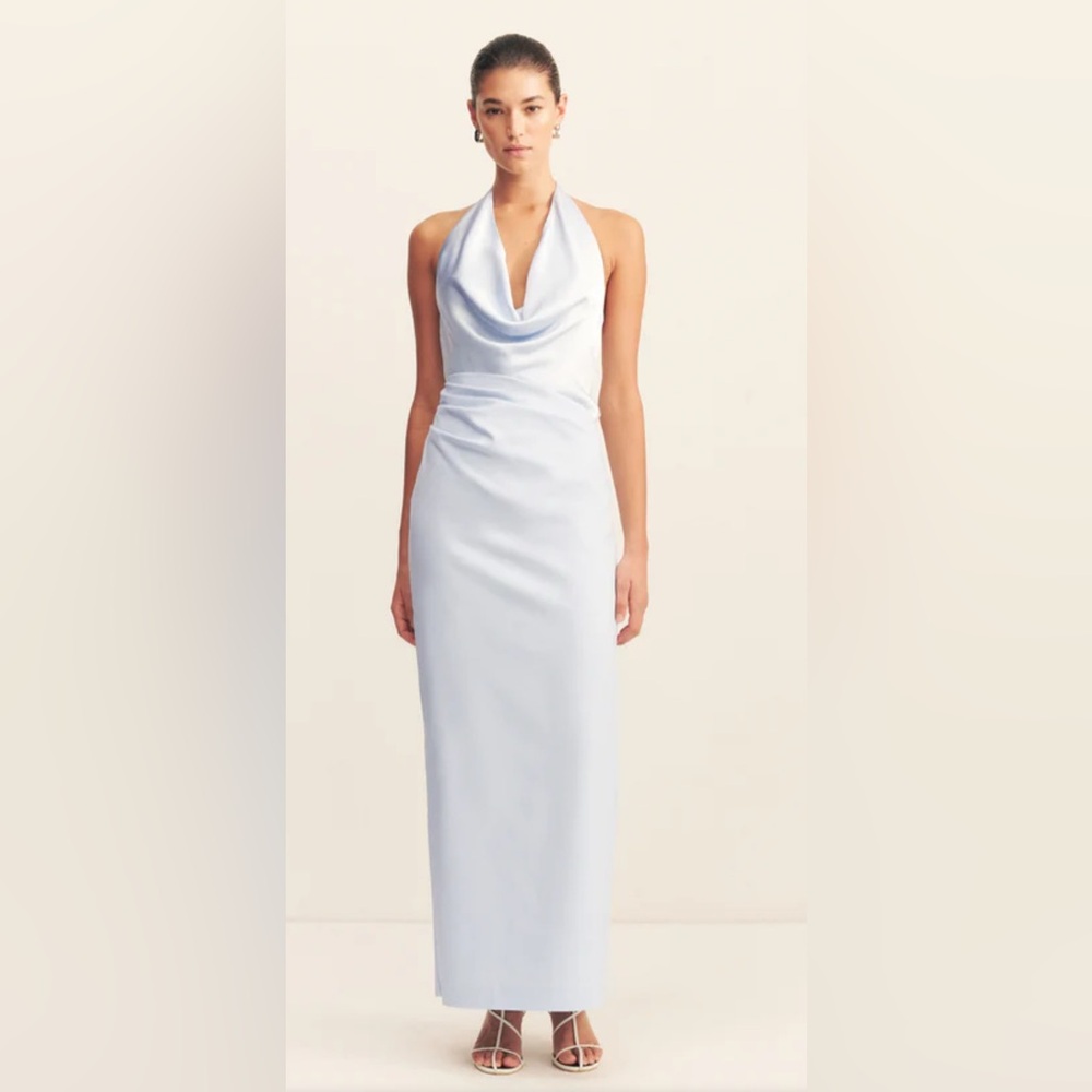 SHONA JOY Dillon Cowl Neck Maxi Dress in Seabreeze White Size 4 - Picture 3 of 16
